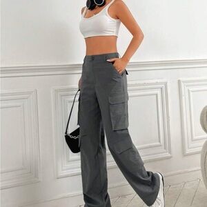 SHEIN Gray Wide Leg Cargo Pants